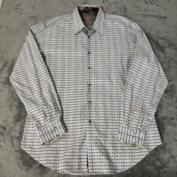 Robert Graham Flip Cuff Shirt‎ Mens L Striped Colorful Button Dress Long Sleeve - Picture 1 of 9
